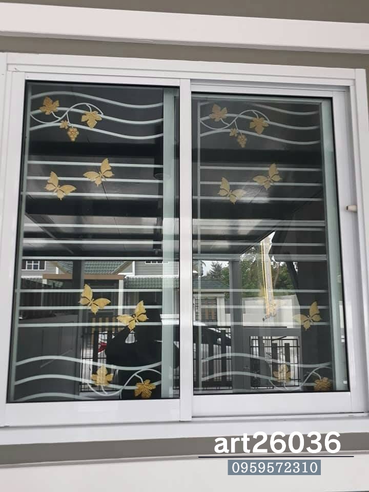 เหล็กดัดสีอบขาว ทาสีใบไม้ สวยๆ