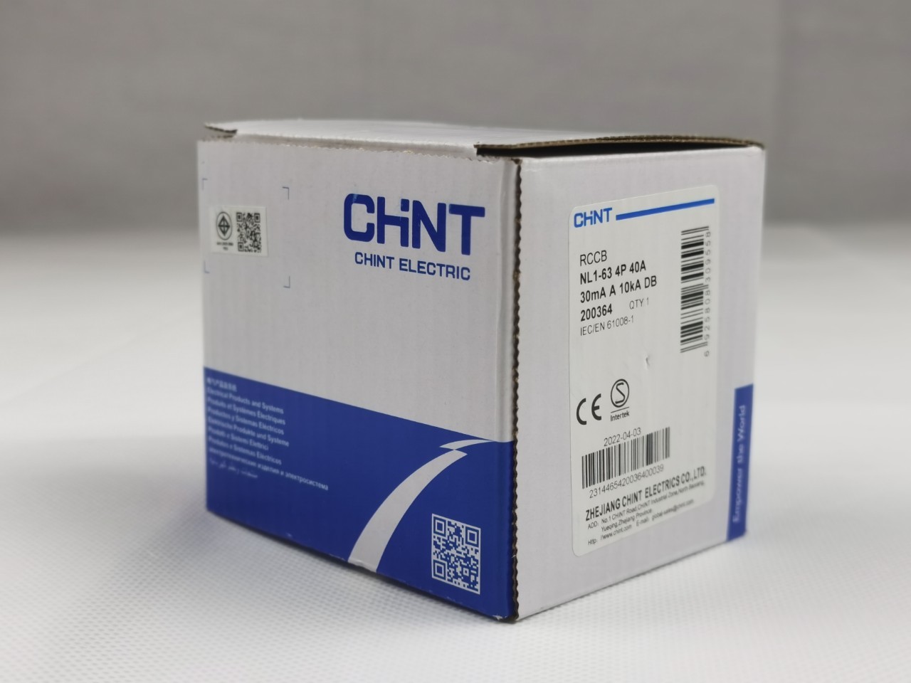 เบรกเกอร์กันดูด RCCB Type A 3 เฟส เบรกเกอร์กันไฟดูด กันดูด เบรกเกอร์กันไฟรั่ว CHINT NL1-63 4P 40A (Ic10KA)