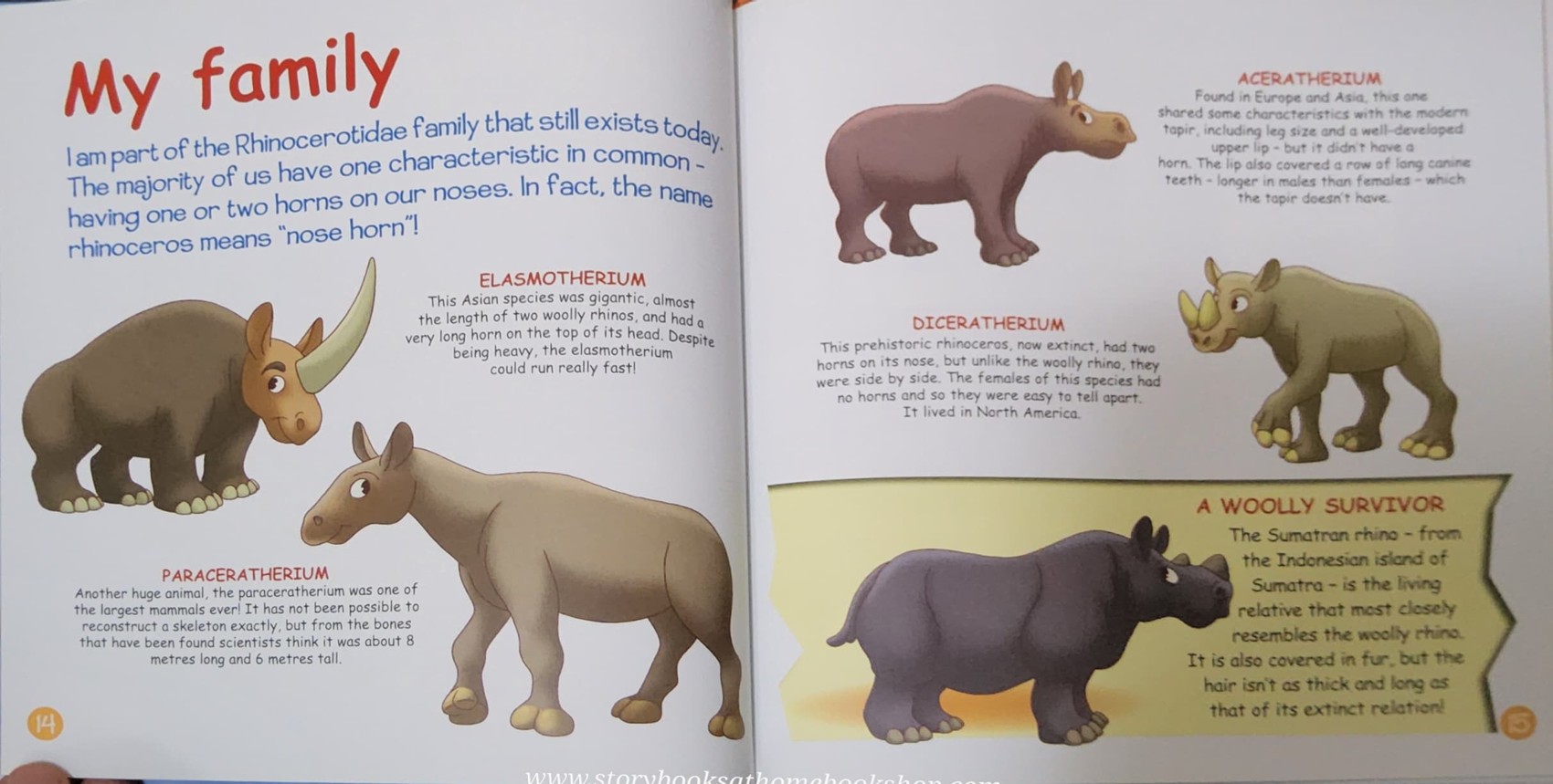 หนังสือนิทานปกแข็ง** 🍅🍓DINOSAURS&FRIENDS READ.LEARN.PLAY:PREHISTORIC ANIMALS:WOOLLY RHINOCEROS #29