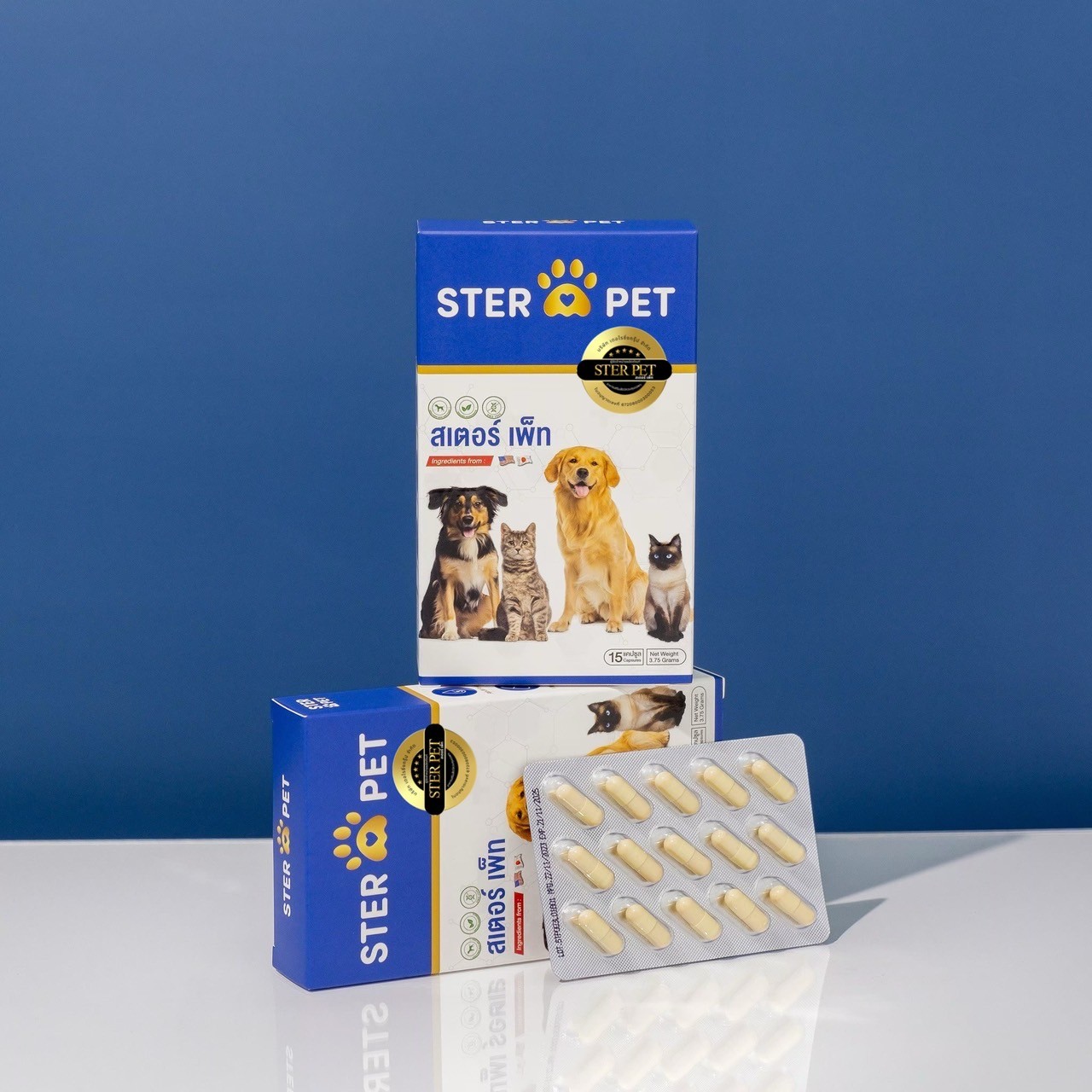 เซตแนะนำ (ชุด 1 เดือน) สเตอร์ เพ็ท Ster Pet เนื้องอกหมาแมว ก้อนเนื้อหมาแมว มะเร็งสุนัขแมว ลดอักเสบ ลดขนาดก้อนเนื้อ ซึม ไม่ร่าเริง เบื่ออาหาร น้ำหนักลด ไตวายหมาแมว แผลยุบเร็ว ( 30 แคปซูล)