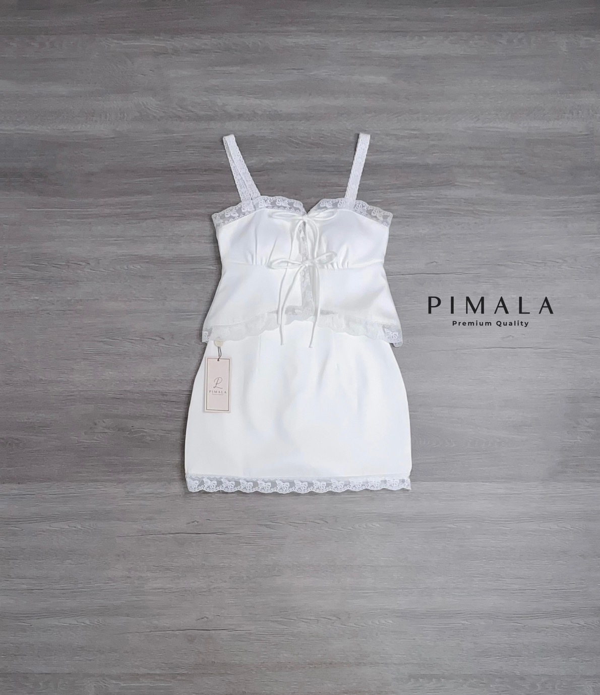 เซ็ทปักขอบลูกไม้ซีทรูลายลูกไม้ XS S M L