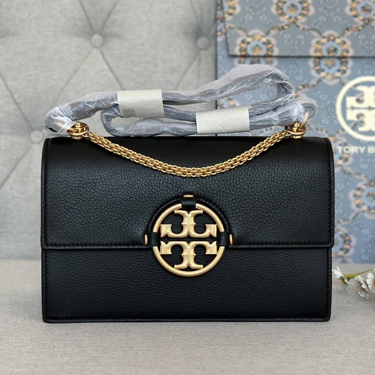 New Tory Burch Miller shoulder bag Stye สีดำอะไหล่ทอง