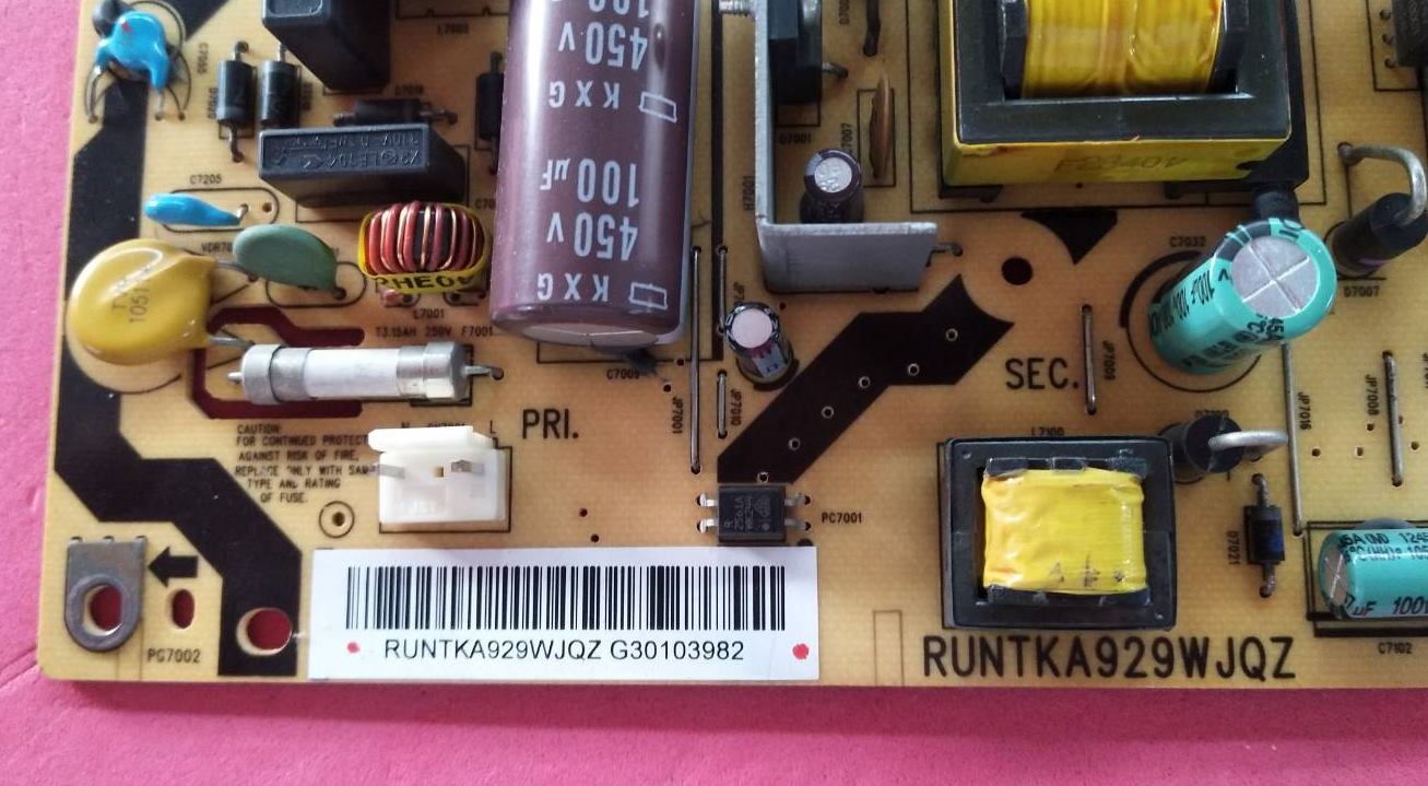 POWER SUPPLY SHARP (ซับพลาย ชาร์ป) อะไหล่แท้/ของถอด ใช้กับรุ่น LC-32LE240M LC-32LE340M LC-32LE355D2 พาร์ทบอร์ด RUNTKA929WJQZ