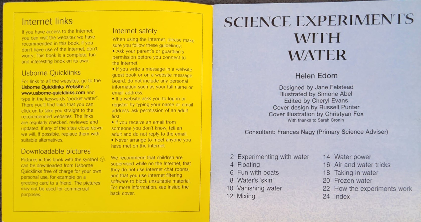 KNOWLEDGE BOOK** ♥️♥️USBORNE POCKET SCIENCE EXPERIMENTS WITH WATER
