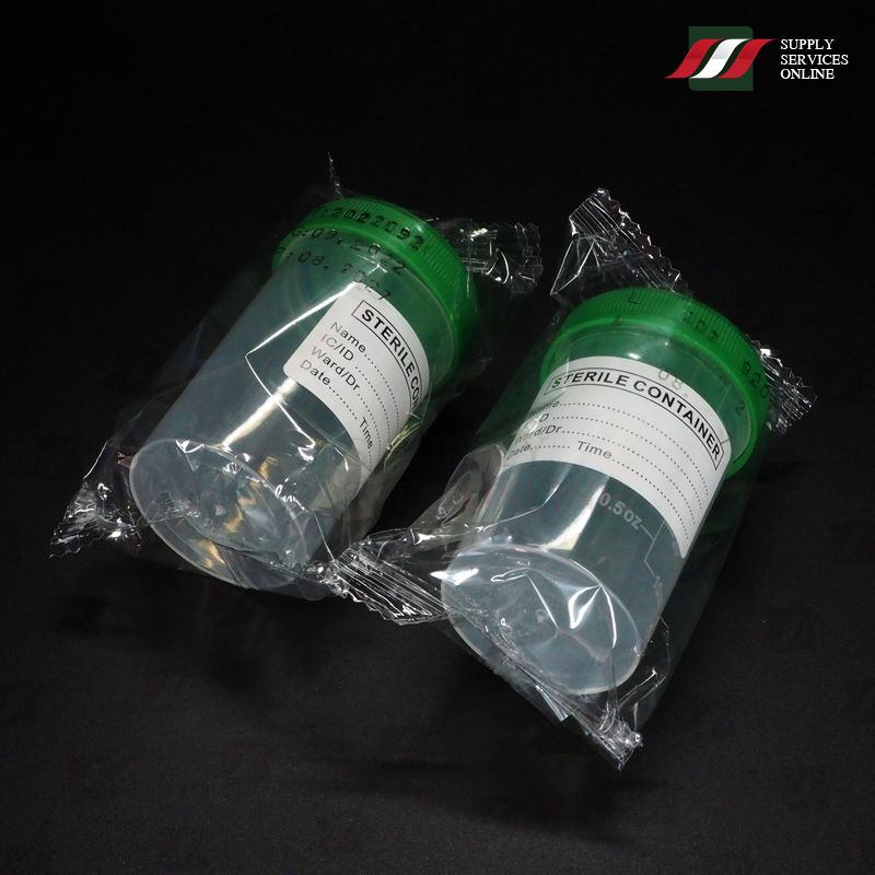 กระปุกเก็บปัสสาวะ แบบปราศจากเชื้อ ขนาด 60 มิลลิลิตร ฝาสีเขียว ,Urine Container 60mL.PP,Sterile