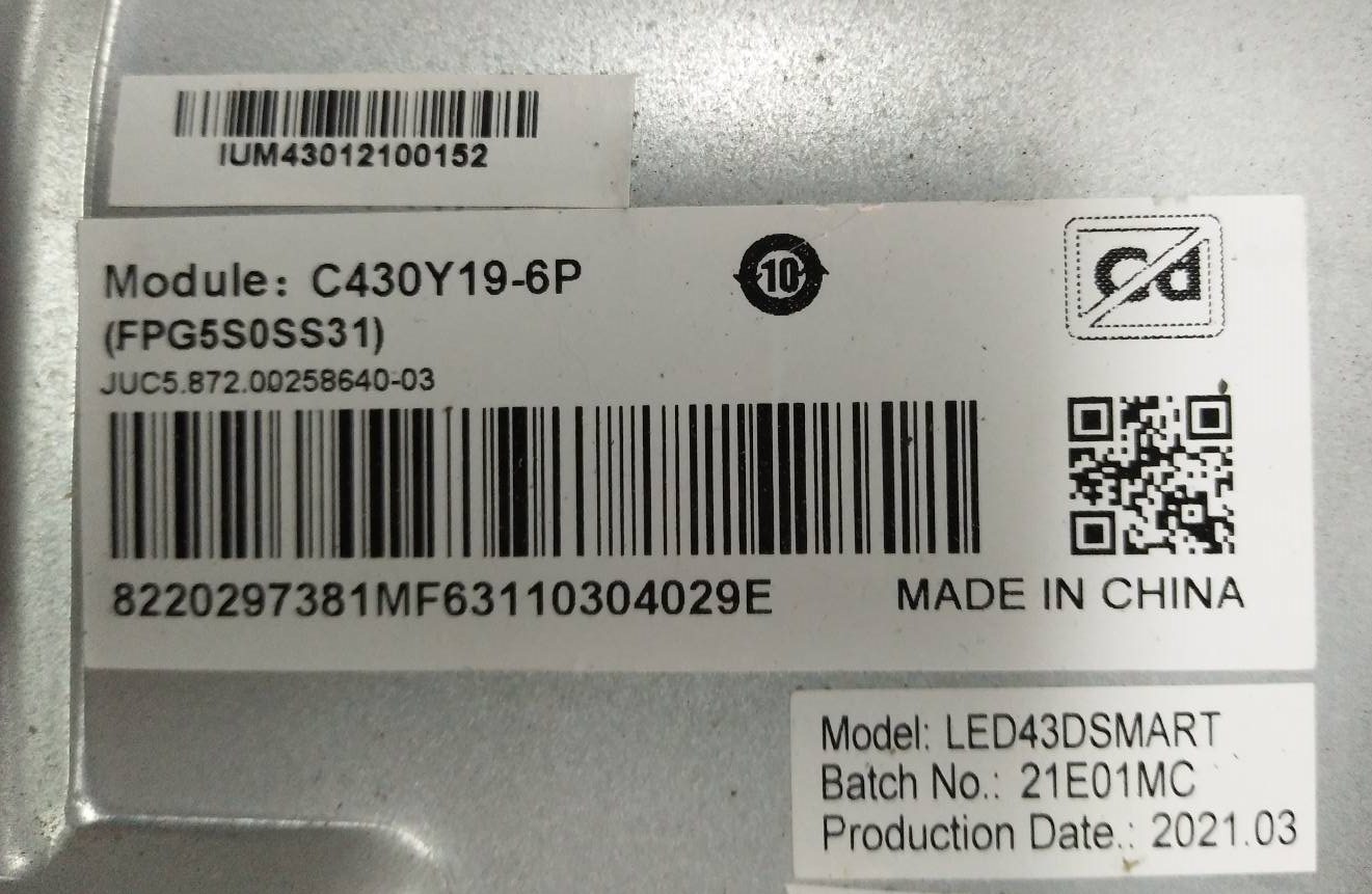 เมนบอร์ดทีวี SINGER(ซิงเกอร์) ของแท้ถอดจากเครื่อง รุ่น LED43DSMART :T.MT5510S.82 เบอร์จอ C430Y19-6P