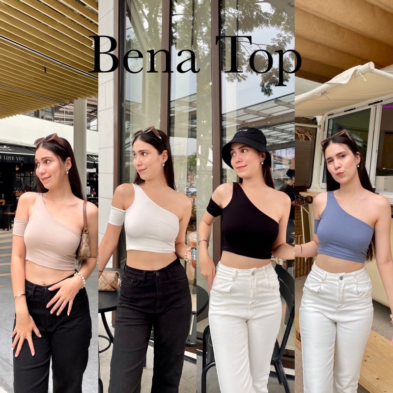 🍩Bena Top🍩 รุ่นใหม่สุดปัง เสื้อไหล่เดียว มีกิมมิคต่อแขนน่ารักๆหนึ่งข้าง งานผ้าร่อง2ชั้น