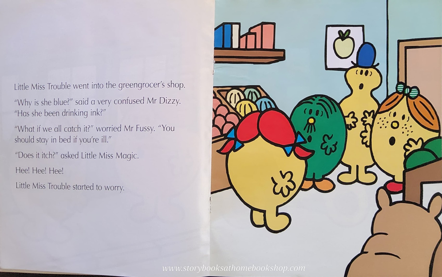 หนังสือ Bestseller Small book** **หนังสือนิทานปกอ่อน** 👉LITTLE MISS&MR.MEN👍 🍅🍓LITTLE MISS TROUBLE CHANGES COLOUR BY Roger Hargreaues