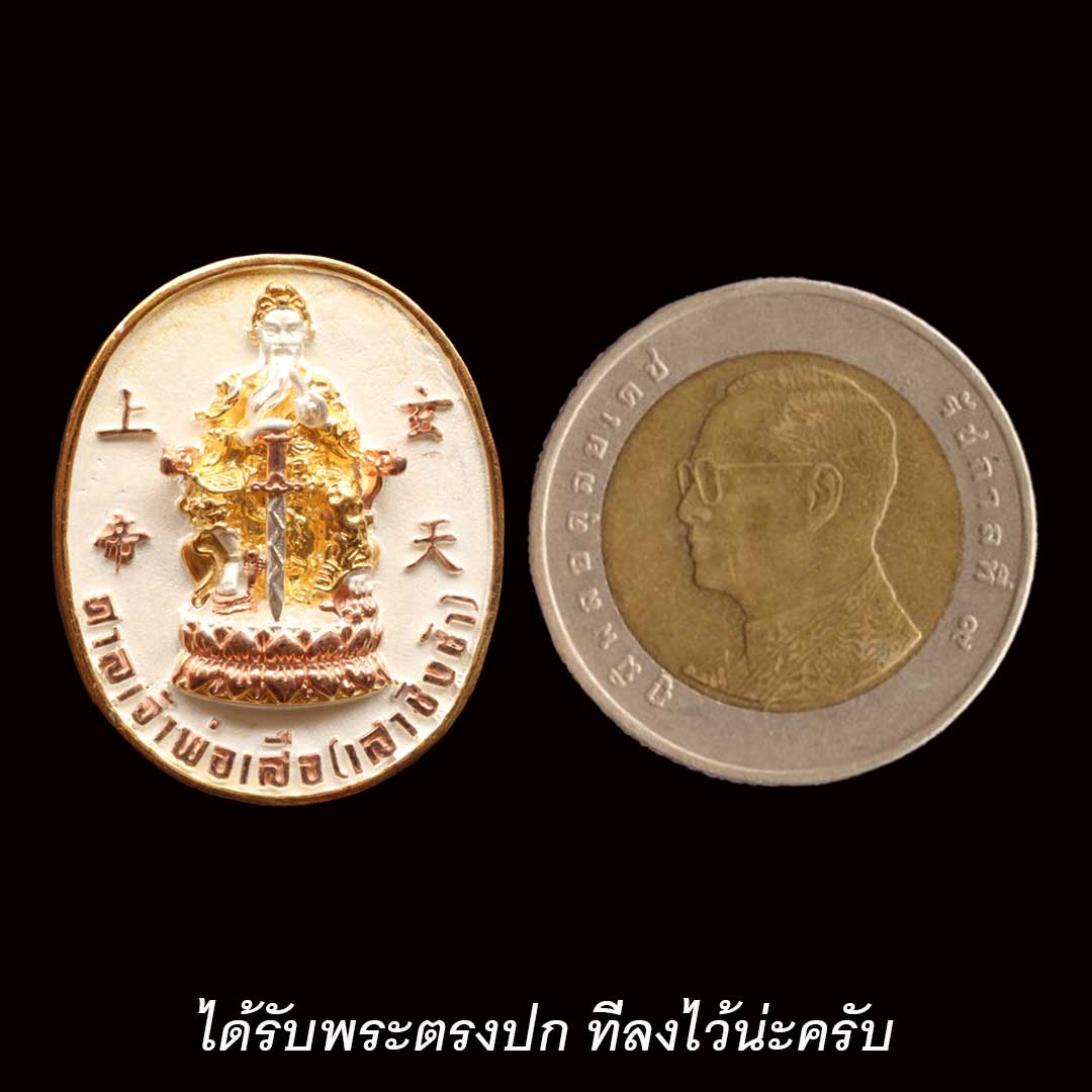 เหรียญศาลเจ้าพ่อเสือ เสาชิงช้า รุ่นอภิมหาโชค ปี2540 เนื้อสามกษัตริย์