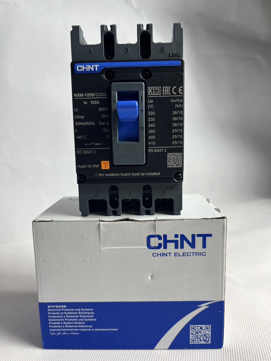 MCCB โมลเคสเบรกเกอร์ เบรกเกอร์ขนาดใหญ่ Molded Case Circuit Breaker NXM-125S/3300 3P 100A (25KA)