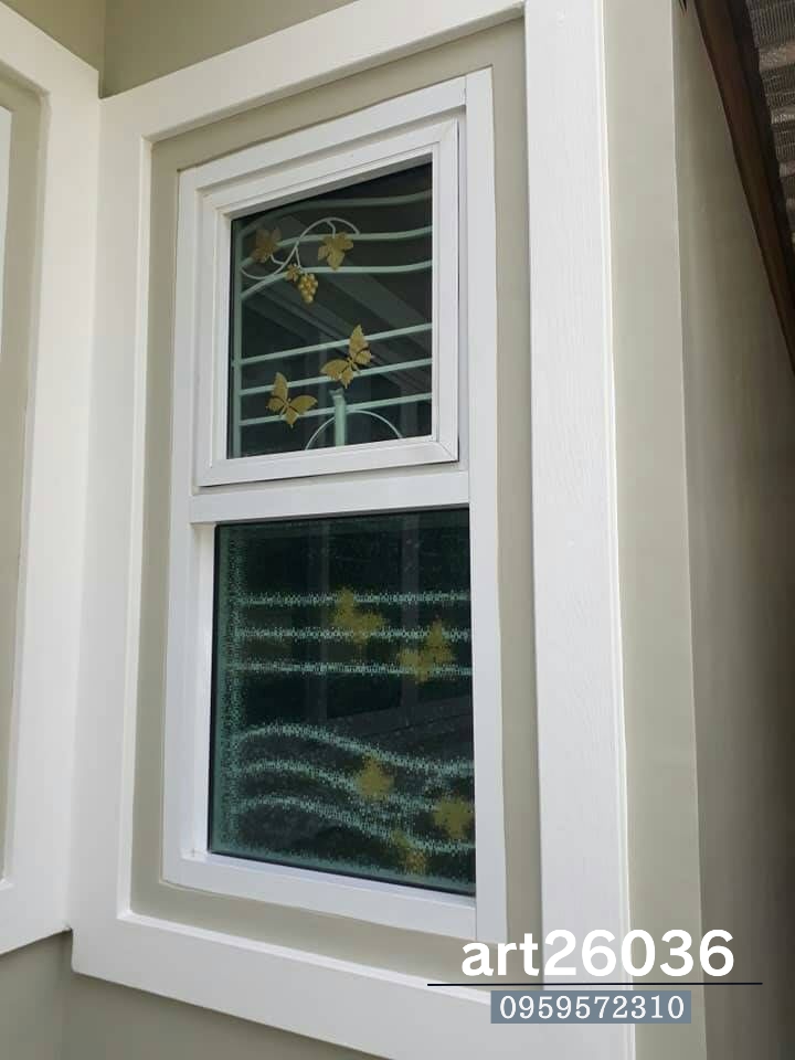 เหล็กดัดสีอบขาว ทาสีใบไม้ สวยๆ