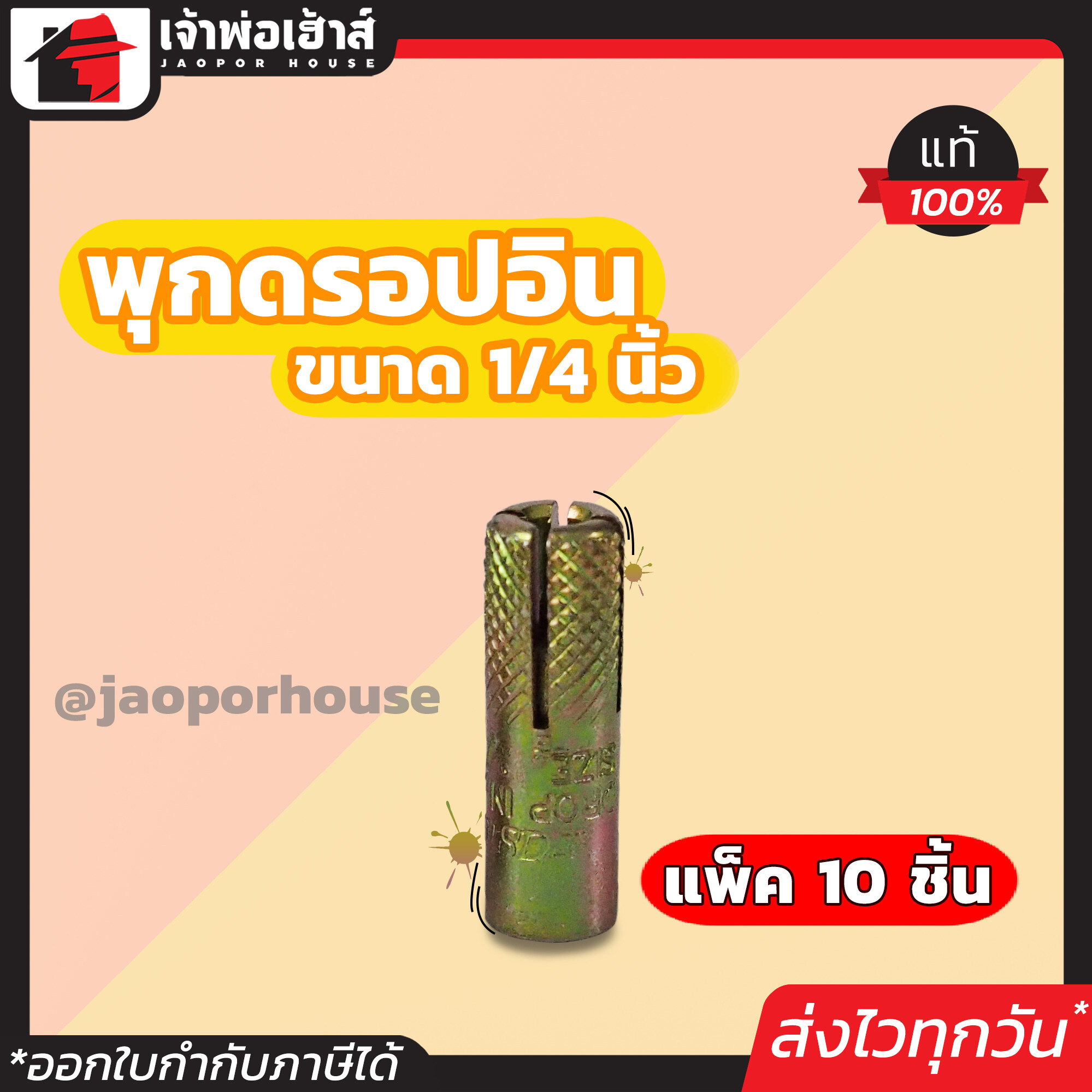 พุก พุกดรอปอิน Labour แพ็คประหยัด!! 10 ชิ้น (เลือกขนาด) 1/4",5/16",3/8" รับน้ำหนักได้ดี การยึดเกาะสูง!! ปุ๊ก พุ๊กดร็อปอิน