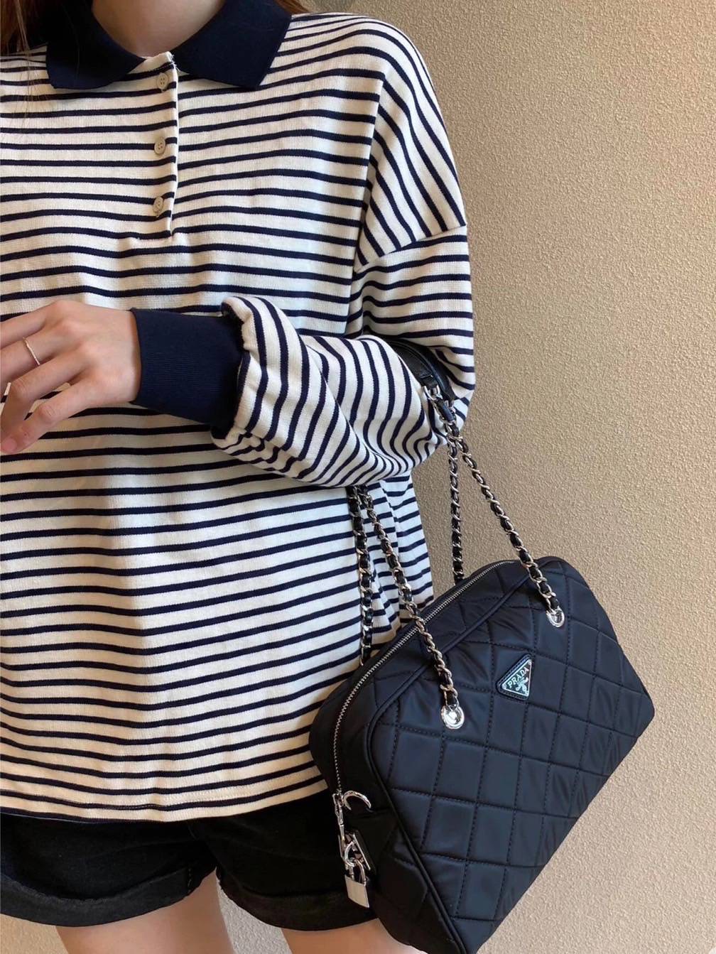 โปร New Prada Impuntu Nylon Shoulder bag 2024 ขนาด 12 x 8 x 4 นิ้ว