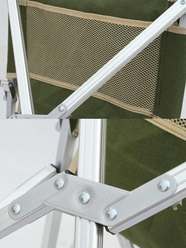 เก้าอี้สนามอลูมิเนียม เก้าอี้แค้มปิ้งพับเก็บได้สูง103ซม. ครีม