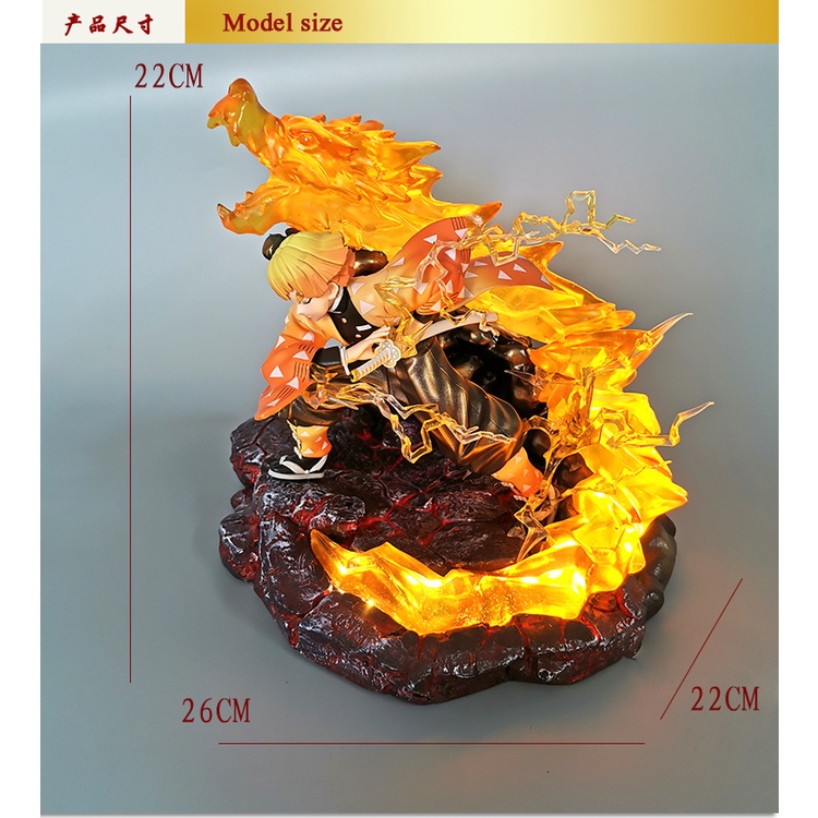 อากาสึมะ เซ็นนิตสึ โมเดล งานเรซิ่น ฐานเอฟเฟค(มีไฟ) ดาบพิฆาตอสูร GK Resin Model Demon Slayer Agatsuma Zen'itsu Light Base