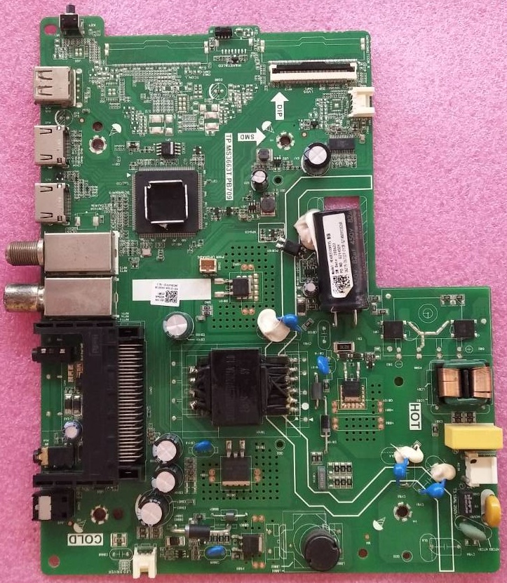 เมนเบอร์ดทีวีไฮเซน HISENSE ของแท้มือสองถอดจากเครื่อง ใช้กับรุ่น40A3100G 40E3G พาร์ท TP.MS3663T.PB709 ทีบาร์V400HJ9-PE1