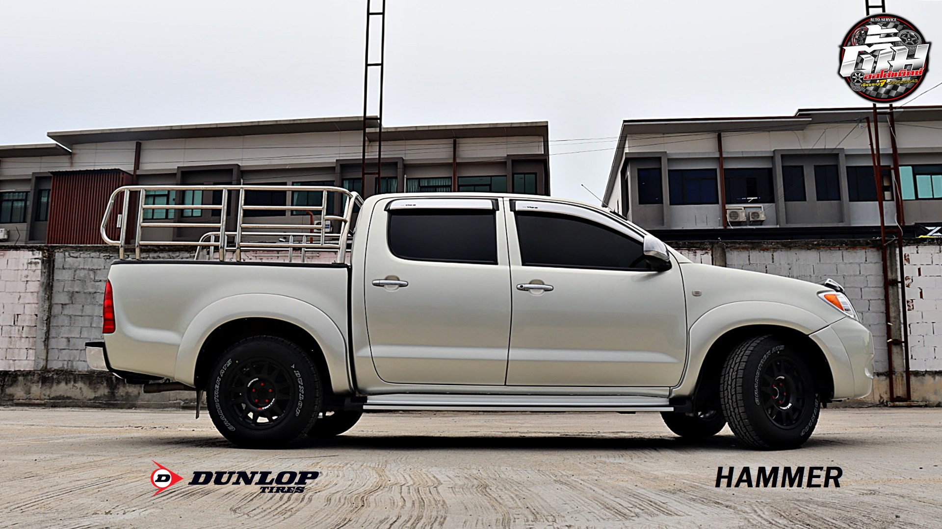 TOYOTA VIGO เปลี่ยนล้อยาง ล้อ HAMMER H10 TORQ ขอบ16นิ้ว ยาง DUNLOP AT5 225/70R16 103T