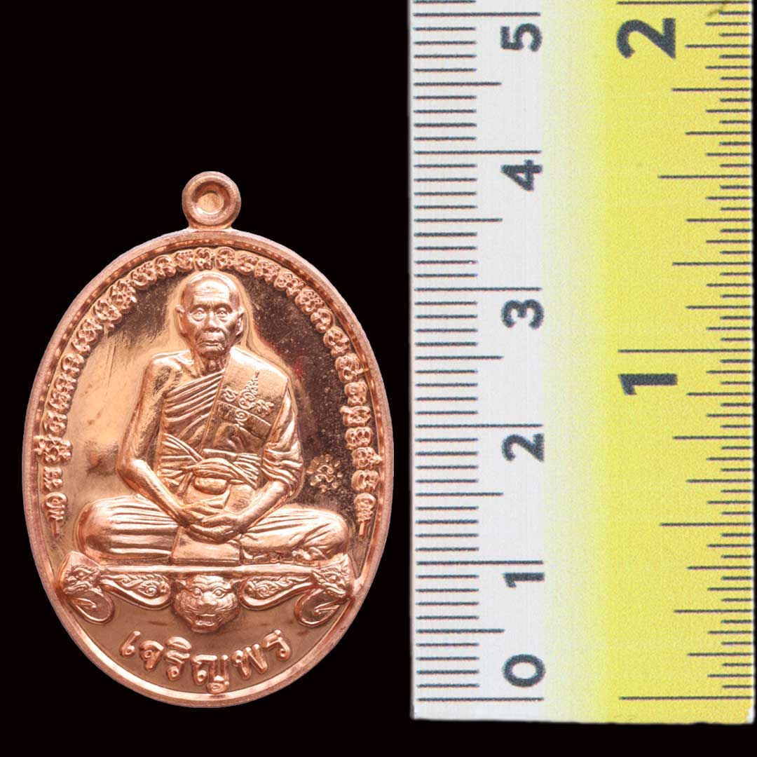 เหรียญเจริญพรล่าง หลวงพ่อเพี้ยน วัดเกริ่นกฐิน ปี60 เนื้อทองแดง เลข 4189