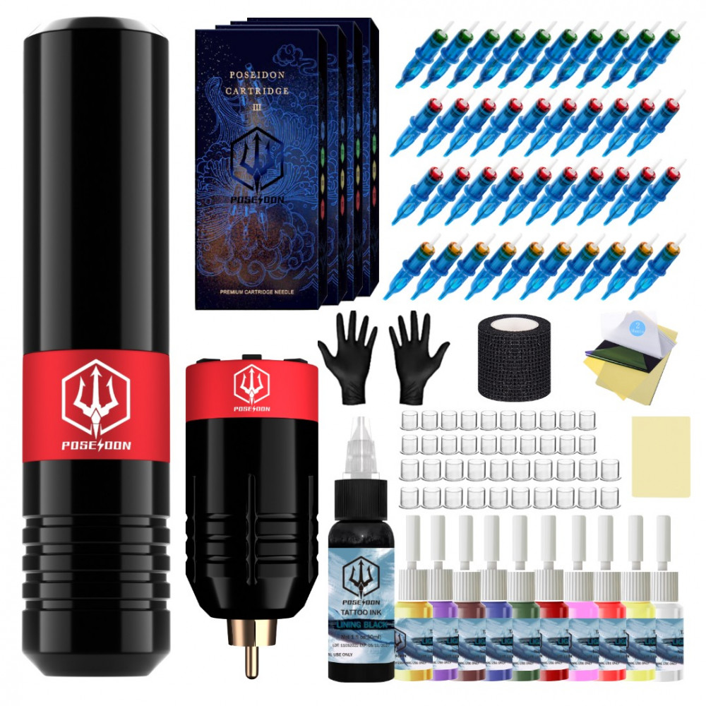 ชุดเครื่องสักฮอคเพนไร้สาย Tattoo Pen Kit Wireless ชุดสำหรับฝึกสักทั่วไป