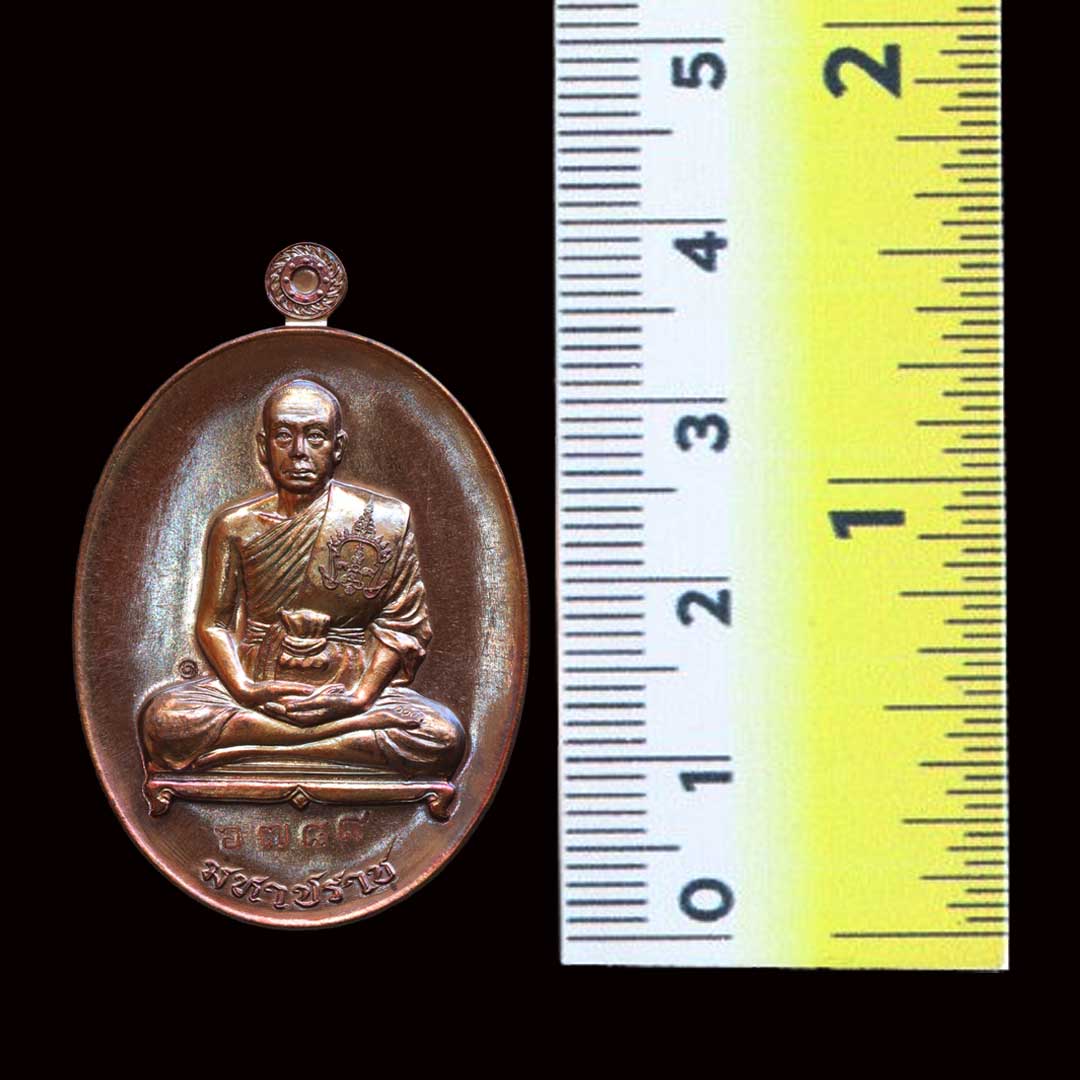 เหรียญมหาปราบ พระมหาสุรศักดิ์ เนื้อทองแดงรมมันปู ปี59 เลข 6789