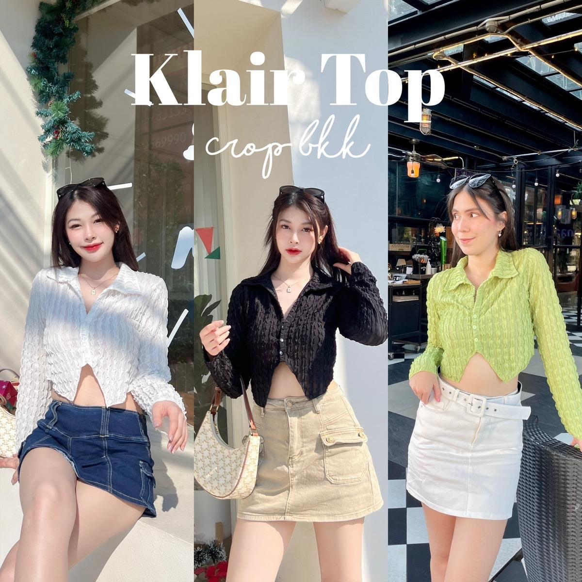 🍃Klair Top🍃 เสื้อครอปแขนยาว แต่งกระดุมหน้า ผ้าหยักงานดีเลยค่ะ แมทช์กับกางเกงยีนส์ สวยๆ 🌹 Cropbkk♡