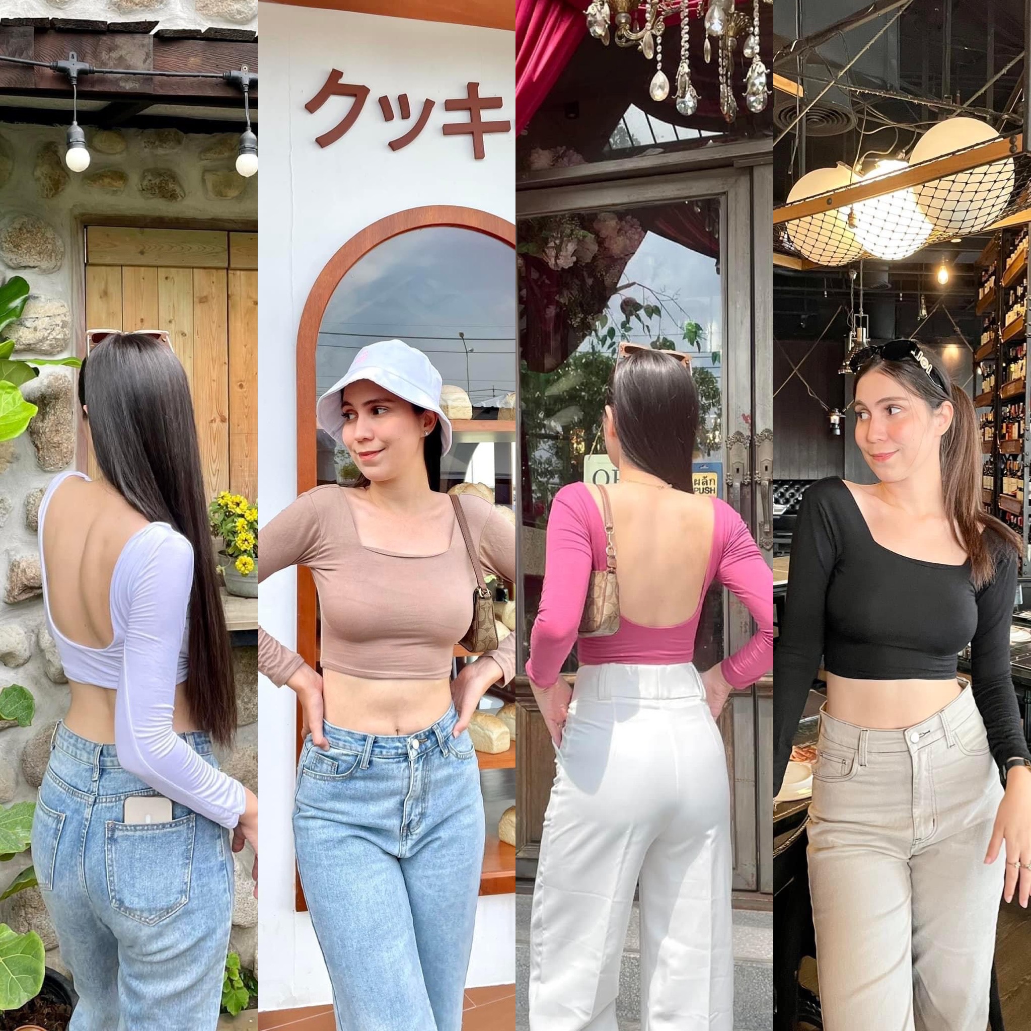 🍒Wawa Top🍒 เสื้อครอปแขนยาว มีดีเทลเว้าหลัง มีซับครึ่งตัว ใส่แล้วเซกซี่มากก พริกสิบเม็ดไปเลย