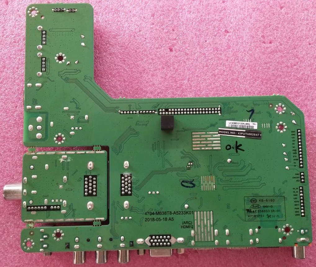 เมนบอร์ดทีวี ฟิลลิปส์ PHILIPS ของแท้มือสองถุอดจากเครื่อง รุ่น 43PUT6002S/67 พาร์ทบอร์ดMSD6A638-T8E2 เบอร์จอ LC430EGY (SK)(M3)