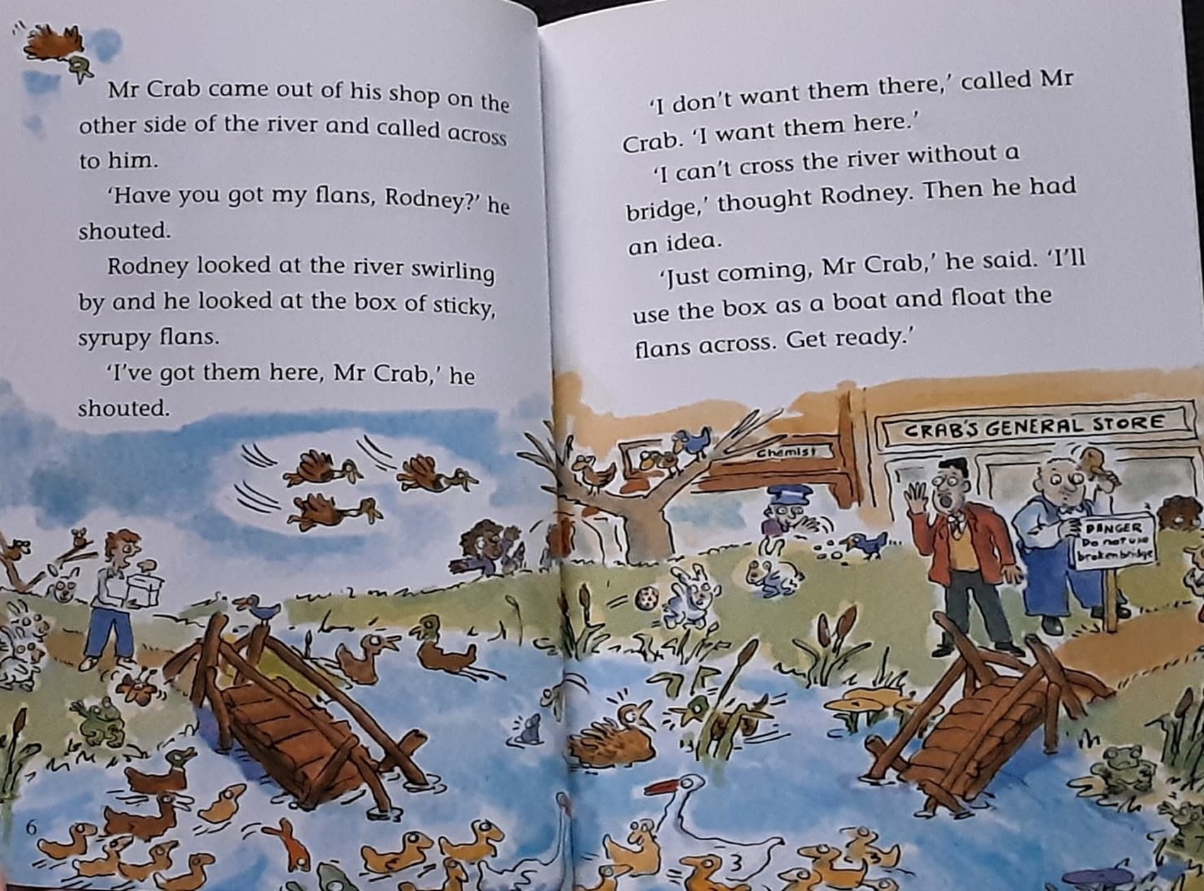 หนังสือนิทานปกอ่อน** 🍅🍓FLANS ACROSS THE RIVER BY NICK WARBURTON