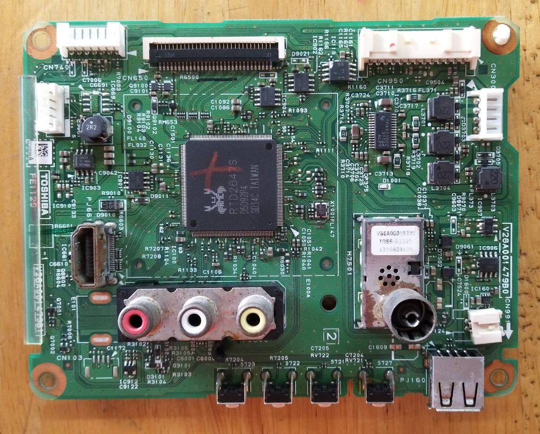 เมนบอร์ด TOSHIBA อะไหล่แท้/มือสองมากับเครื่องรุ่น 29P1300VT
