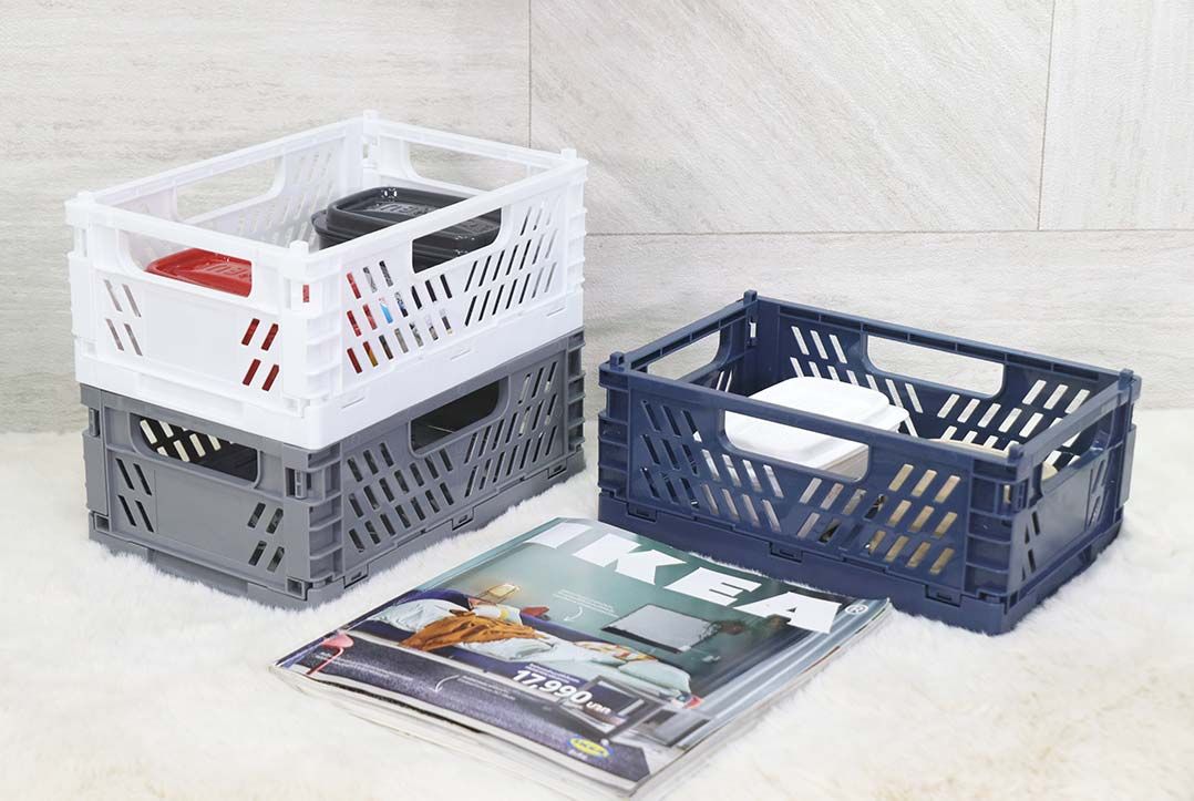 Storage Basket ตะกร้าใส่ของพลาสติก พับได้ JP Quality 22x15x9cm