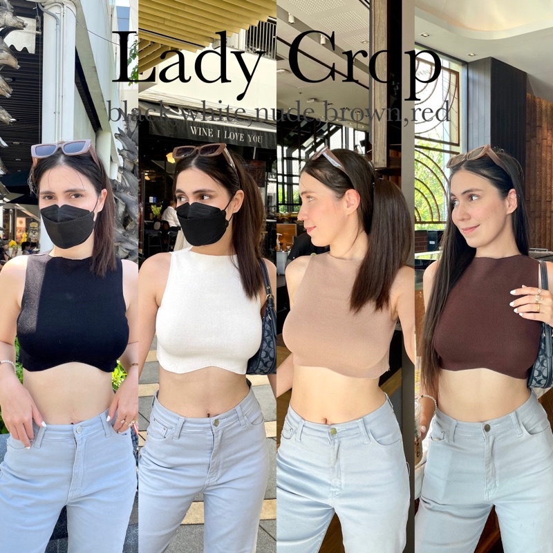 🧁Lady Crop🧁 ครอปไหมพรม เว้าหน้า สวยมาก ใส่แล้วดูมีเอวนิดๆ ทรงเดียวกับเลดี้ปรางนะค้า ผ้าไหมพรมรัดรูปนิดๆ ใส่สบาย