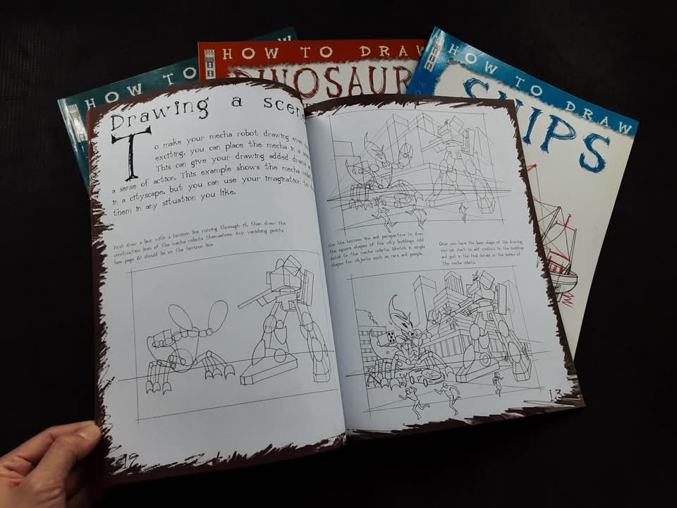 DRAWING BOOKS SET** ð
HOW TO DRAW 4 BOOKSâĨïļ *MECHA ROBOTS *SHIPS *DINOSAURS *THE HUMAN FIGURE