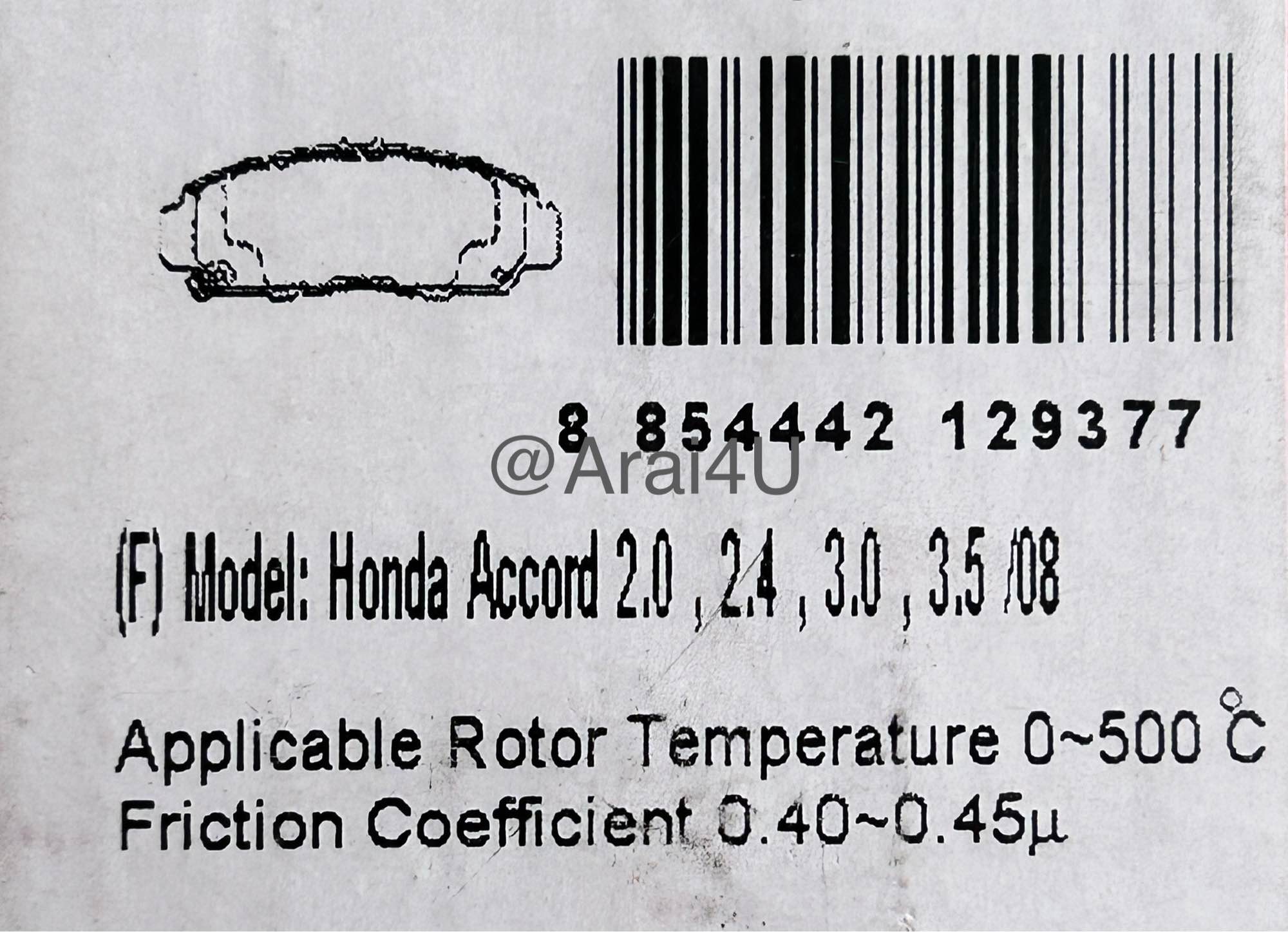 ผ้าเบรคหน้า HONDA ACCORD 08 2.0,2.4,3.0,3.5 Mu Spec. KNLUKM