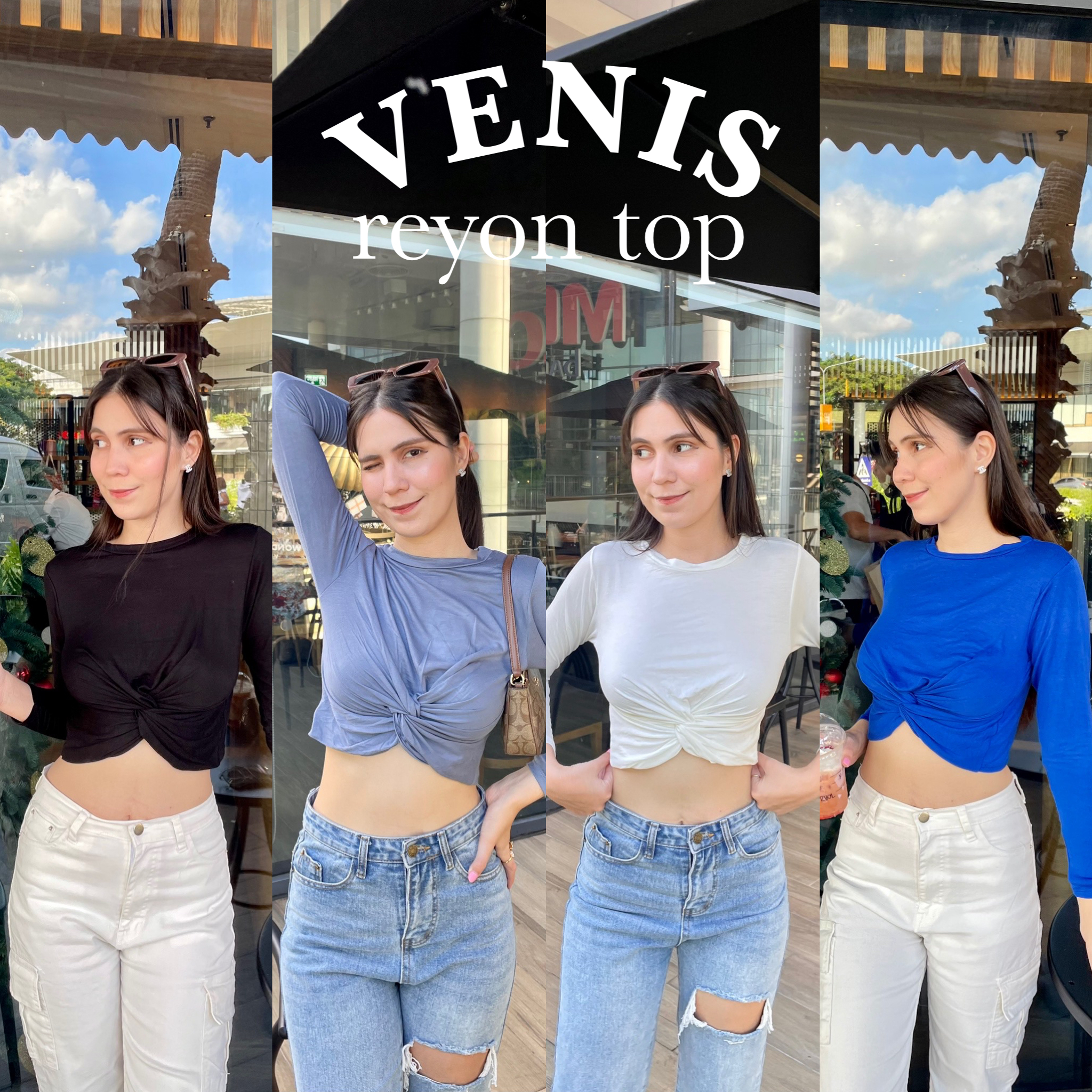 🍒Venis Top🍒 เสื้อครอปมัดหน้า ไม่รัดรูปเกินไป ความยาวกำลังดีมาก ผ้านุ่มลื่นใส่สบาย พร้อมส่งค่า 🤍 Cropbkk♡