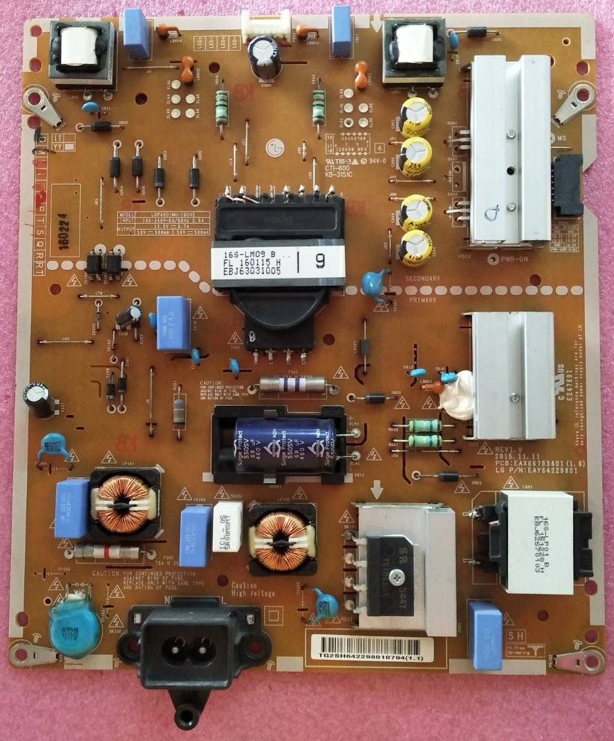 ซับพลายทีวี แอลจี LG ของแท้ถอดจากเครื่อง ใช้กับรุ่น 49UH650T 49UH650T 49UH650T พาร์ท EAY64229801 EAX66793401