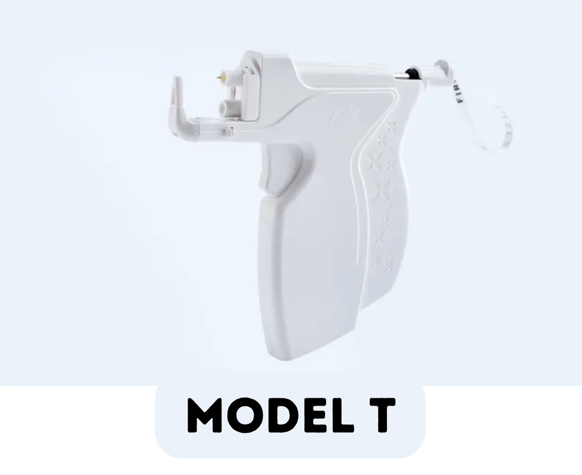 Model T ต่างหูเจาะราคาย่อมเยา ก้านจะหนา1 mm แป้นผีเสื้อ
