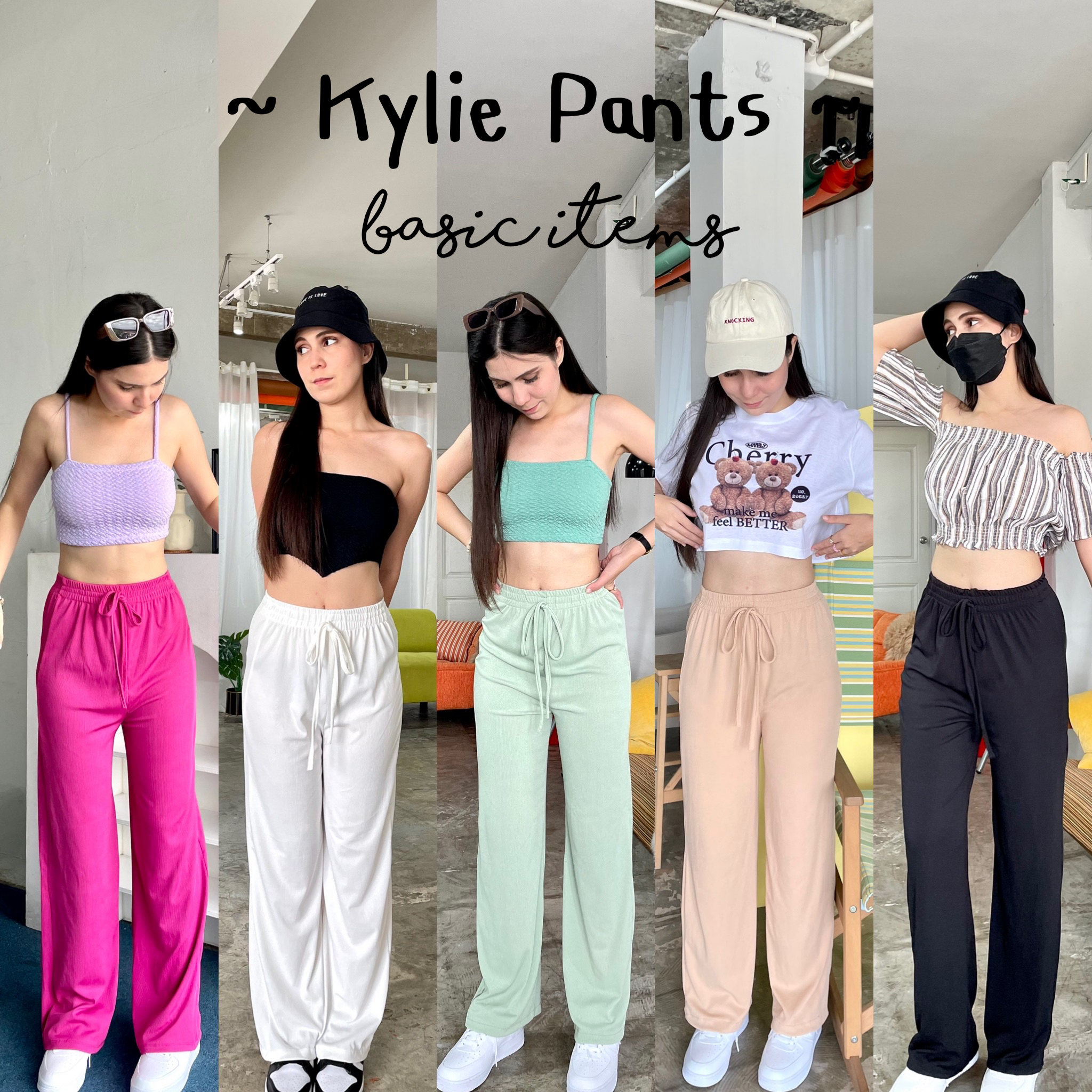 🤎Kylie Pants🤎 กางเกงขากระบอกสไตล์เกาหลี ผ้านิ่มมาก งานเอวสม็อค ยืดได้เยอะมากก ใส่เที่ยว ออกกำลังกาย ทำงาน everyday look ✅