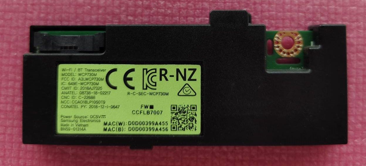 ตัวรับสัญญาณ Wifi ทีวีซัมซุง (SAMSUNG Wi-Fi Module) อะไหล่แท้/ของถอด พาร์ท BN59-01314A รุ่น QA55Q60T และ ใช้ได้กับหลายรุ่นที่พาร์ทตรงกัน