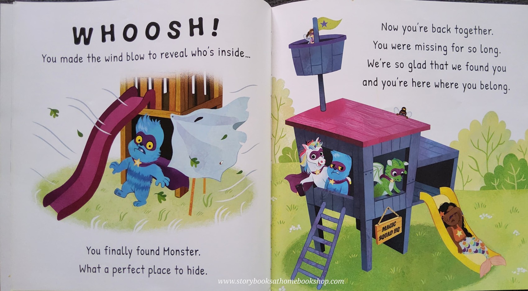 หนังสือนิทานปกอ่อน ** 🍅🍓SHAKE,TURN,WIGGLE AND SPIN TO FIND THE MAGIC SQUAD