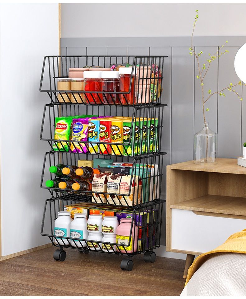 Rolling shelf ชั้นวางของ ชั้นเหล็ก 4 ชั้น มีล้อ 25x41x83 cm