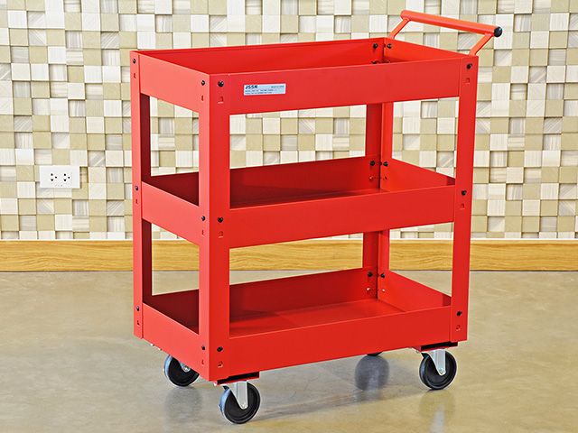 Metal Tool Cart รถเข็นเครื่องมือช่างล้อใหญ่ รับน้ำหนักได้ 200kg 71x41x84 cm สีแดง