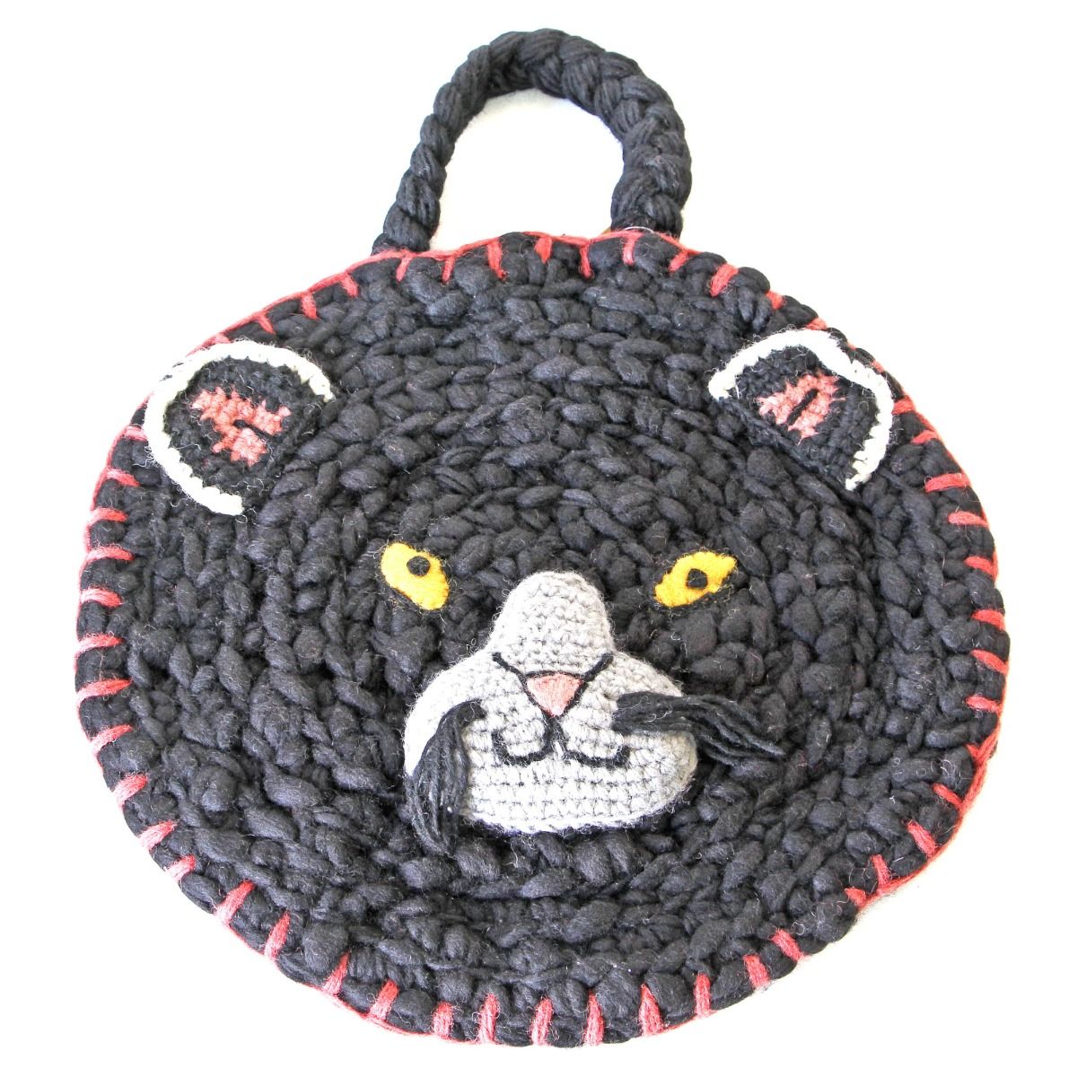 Wool Animal Decoration Mat ไหมพรมถัก เย็บประกบทำถุงย้าม รุ่นรักษ์โลก ลายแมว 36x36x2cm