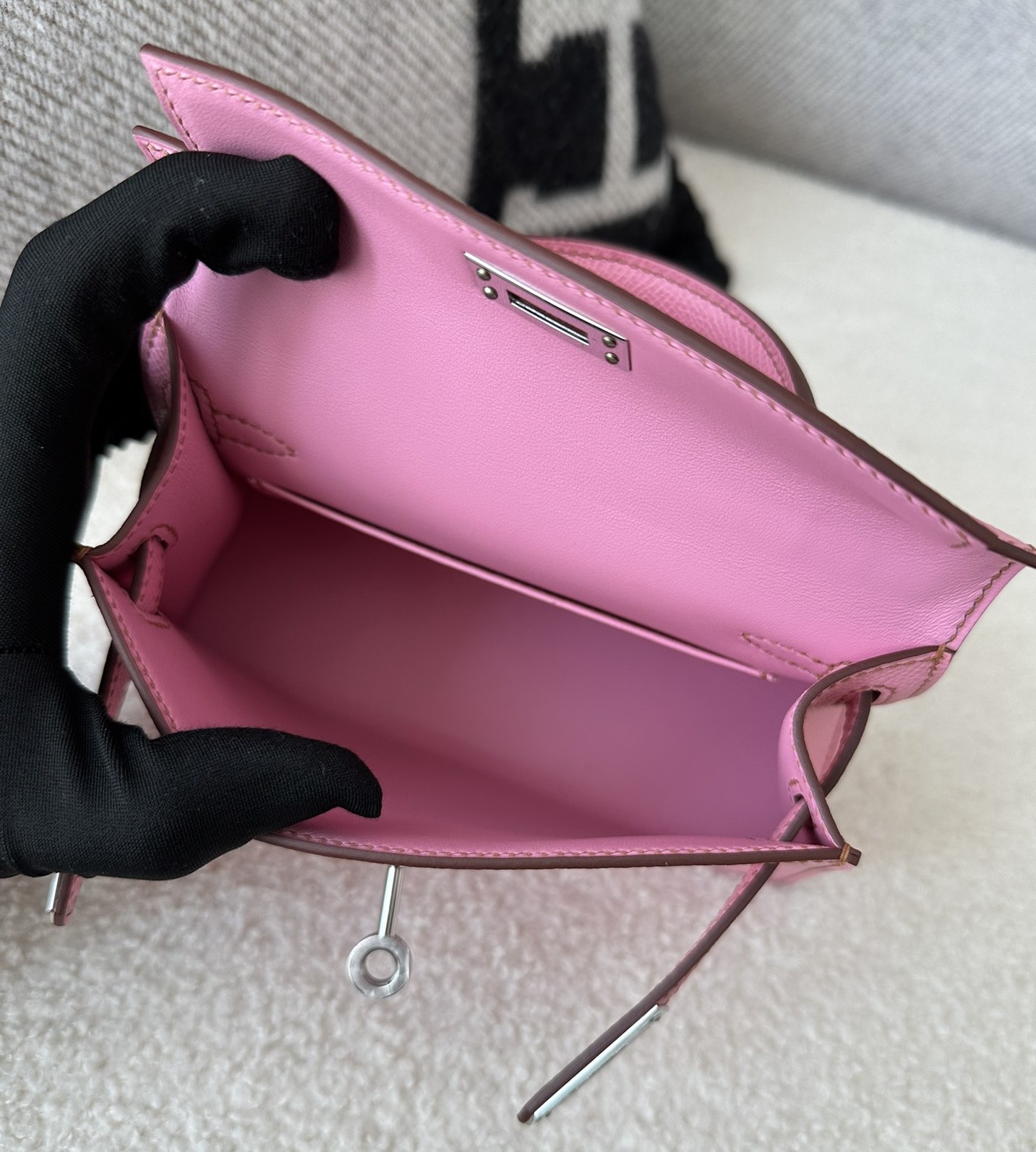 [Pre-order] Hermes Mini Kelly 5P Bubblegum Pink Epsom Palladium Hardware Full handmade 100% คุณภาพ VIP เกรดดีที่สุด