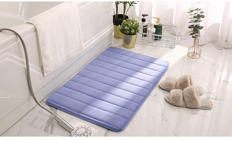Memory foam floor mat พรมเช็ดเท้า เมโมรี่โฟม 34x60x1 cm สีน้ำเงิน