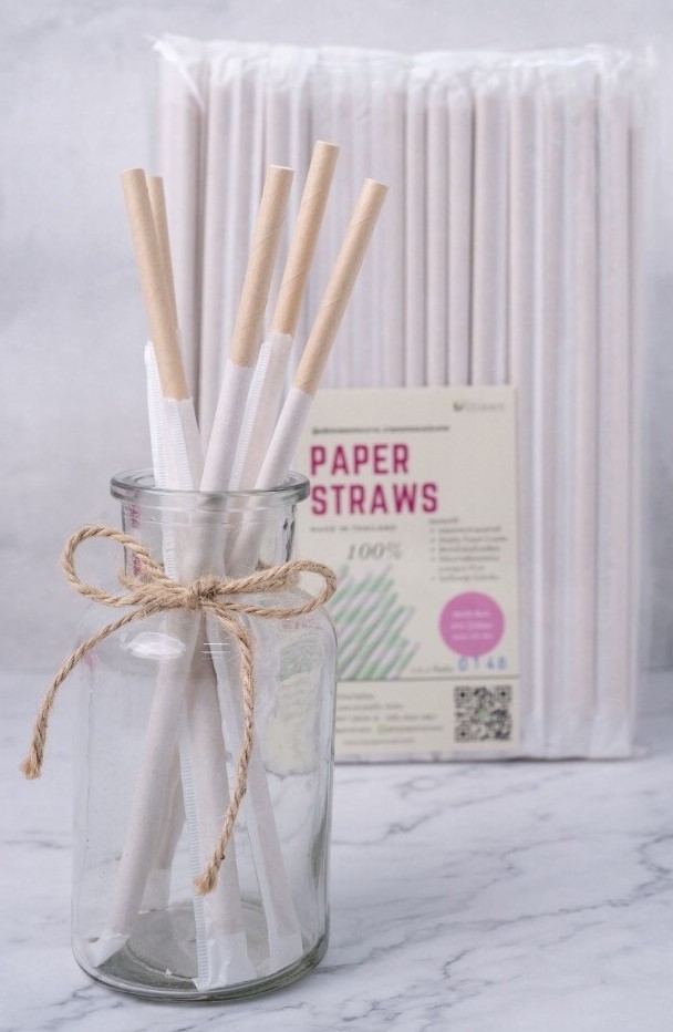 หลอดกระดาษสีน้ำตาลขนิดหุ้ม 6x240 มม. Paper Straw 6x240 mm