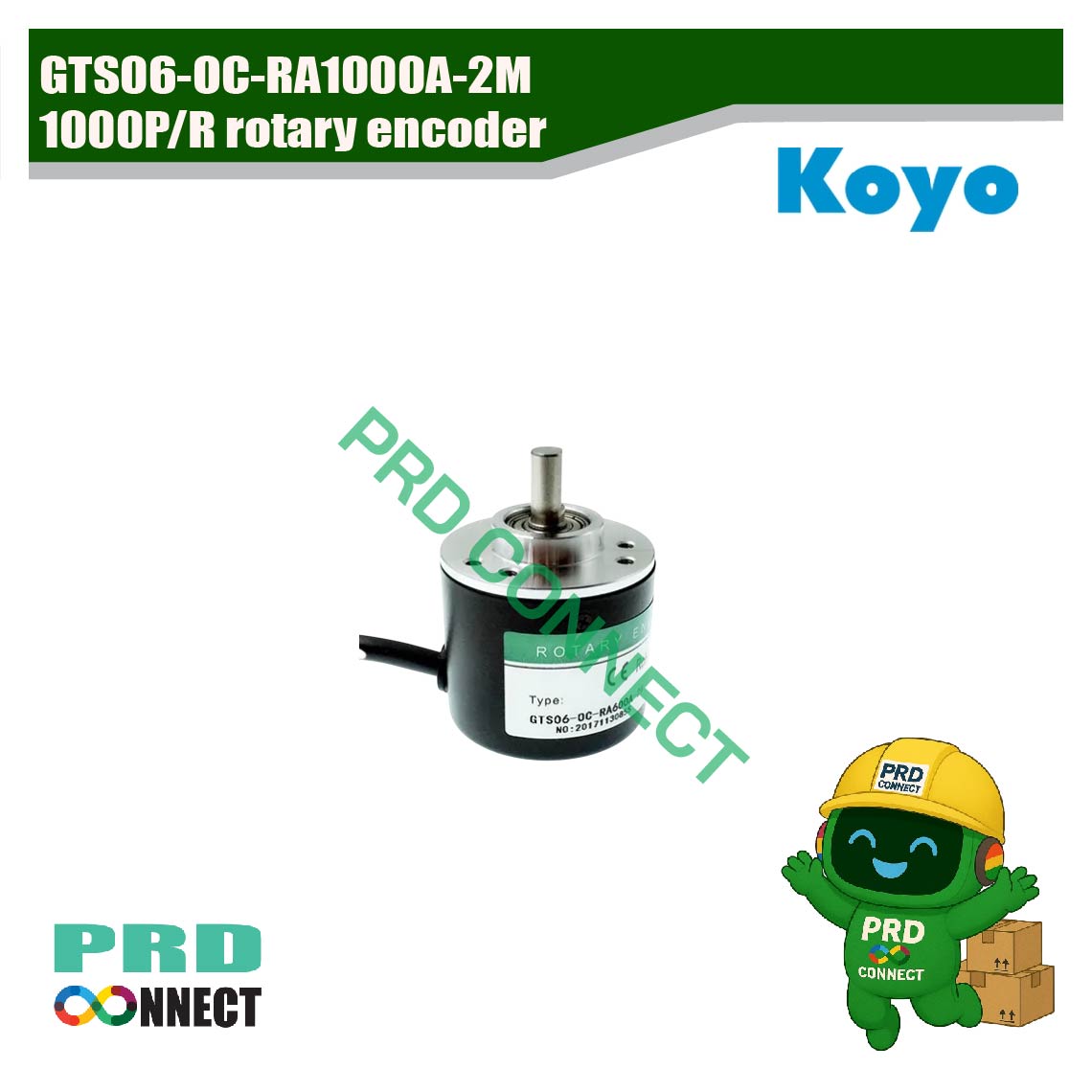 1000P/R rotary encoder (GTS06-OC-RA1000A-2M) axis 6mm, NPN,