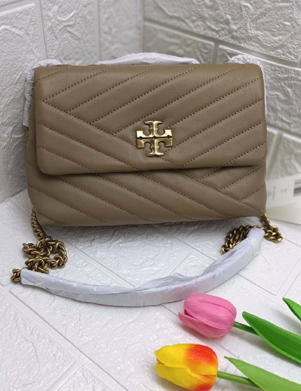 New Tory Burch Kira Chevron Small Leather Convertible Shoulder Bag