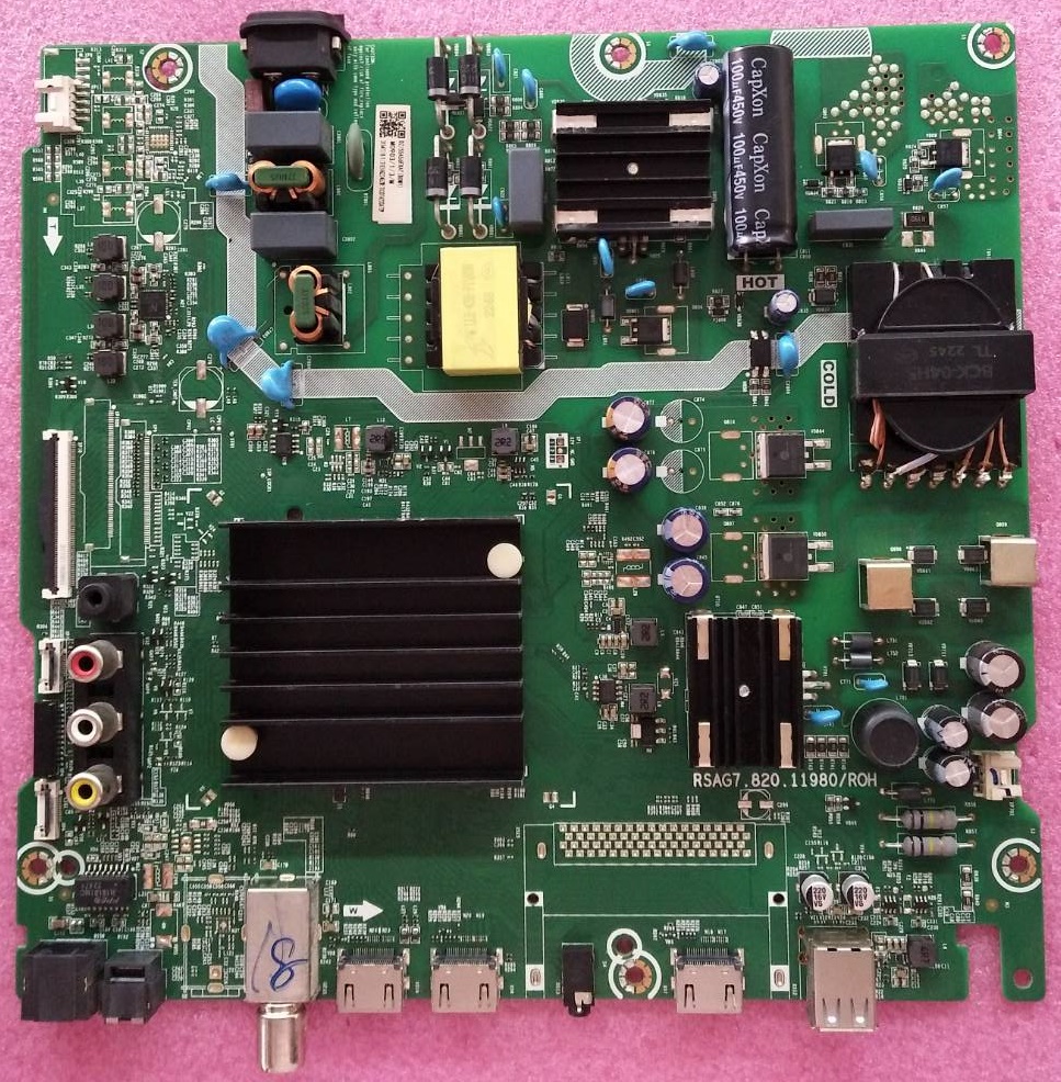 เมนเบอร์ดทีวีไฮเซน ( HISENSE) ของแท้ถอดจากเครื่อง ใช้กับรุ่น 55A6500H พาร์ทRSAG7.820.11980/ROH เวอร์ชั่นทีคอนRSAG7.820.10545/ROH
