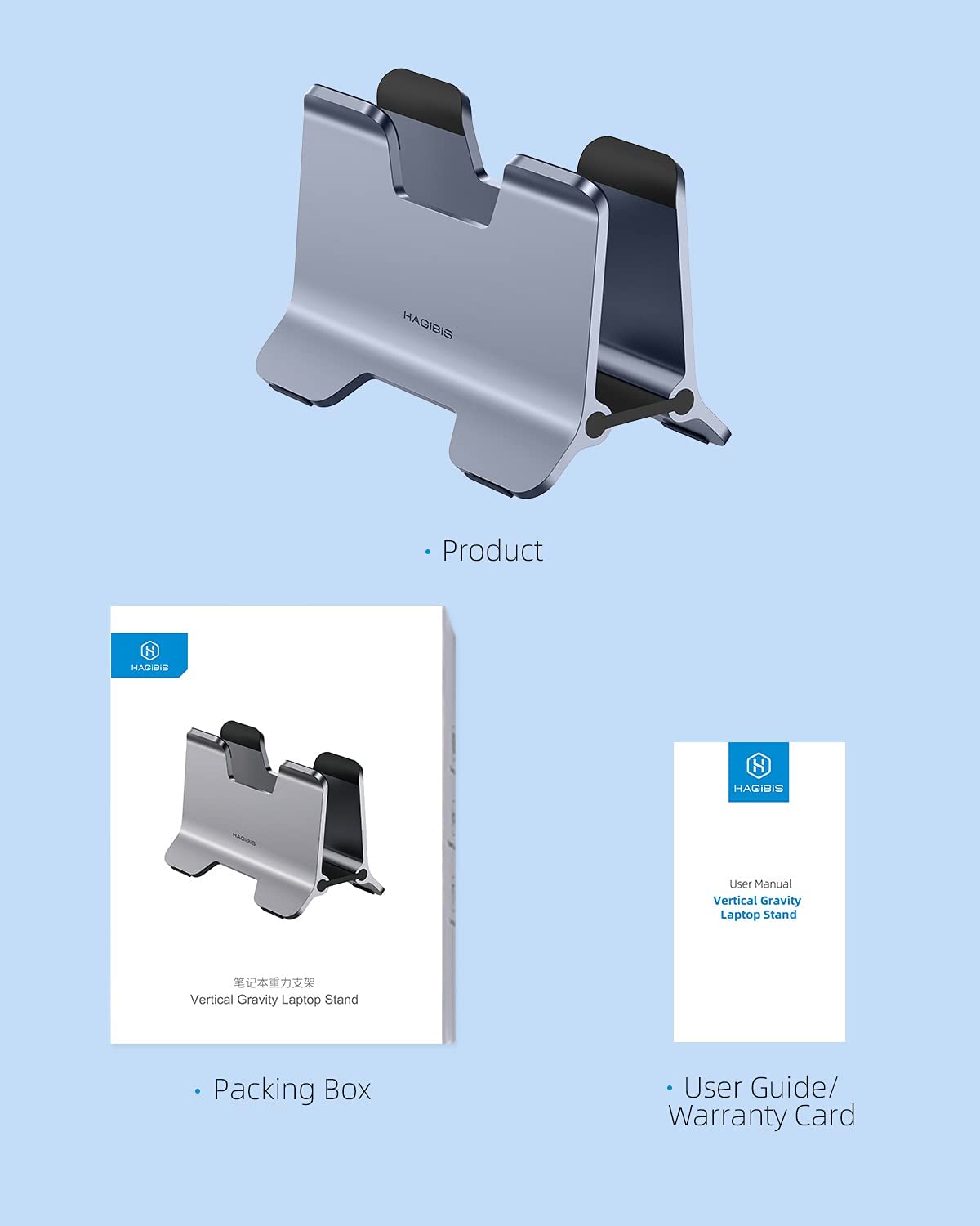[ออกใบกำกับภาษีได้]พร้อมส่งจาก กทม Hagibis ขาตั้งแล็ปท็อปแนวตั้งเดสก์ท็อปแรงโน้มถ่วงอลูมิเนียมแท่นวางโน้ตบุ๊ค Space-Saving