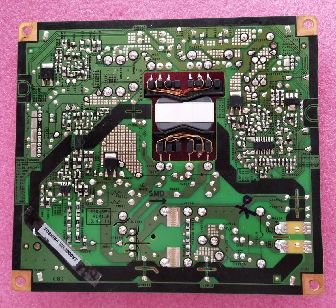 เพาเวอร์ซัพพลายทีวีโตชิบา/ภาคจ่ายไฟทีวีโตชิบา (Power Supply TV TOSHIBA) อะไหล่แท้/มือสองพร้อมใช้งาน ใช้กับรุ่น32L2550VT พาร์ทV71A00032200